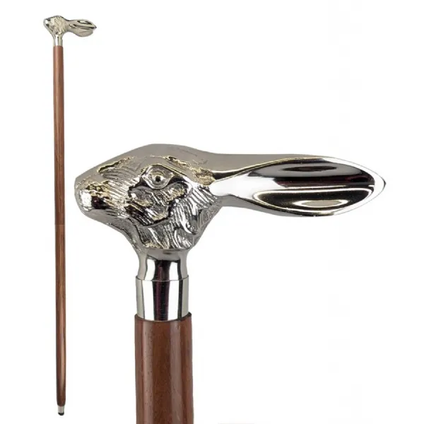 Hare Swagger Cane Nickel Plated & Sheesham Wood 94cm