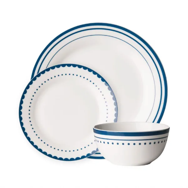 Blue And White Porcelain Twelve Piece Dinner Set