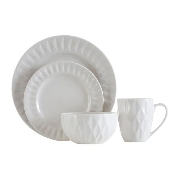 Embossed White Sixteen Piece Dinner Set