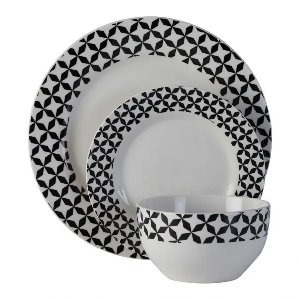 Geometric Windmill Design 12PC Dinner Set