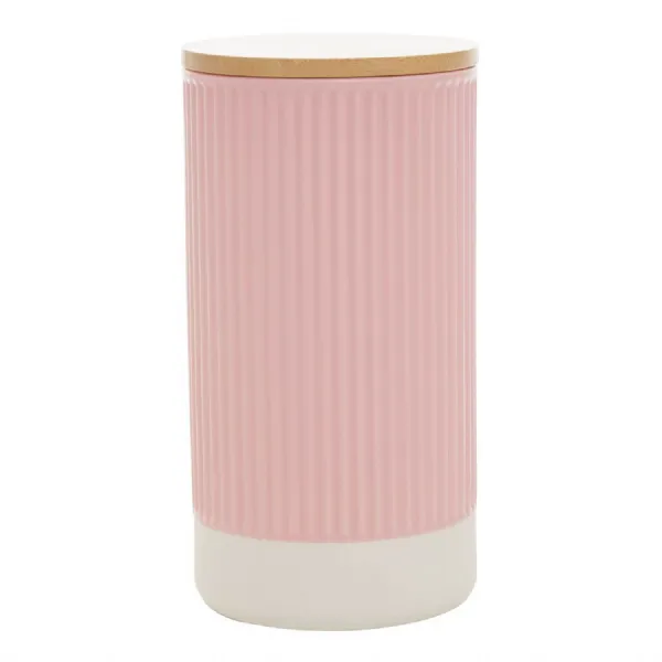 Pink Storage Canister With Bamboo Lid 1250ml