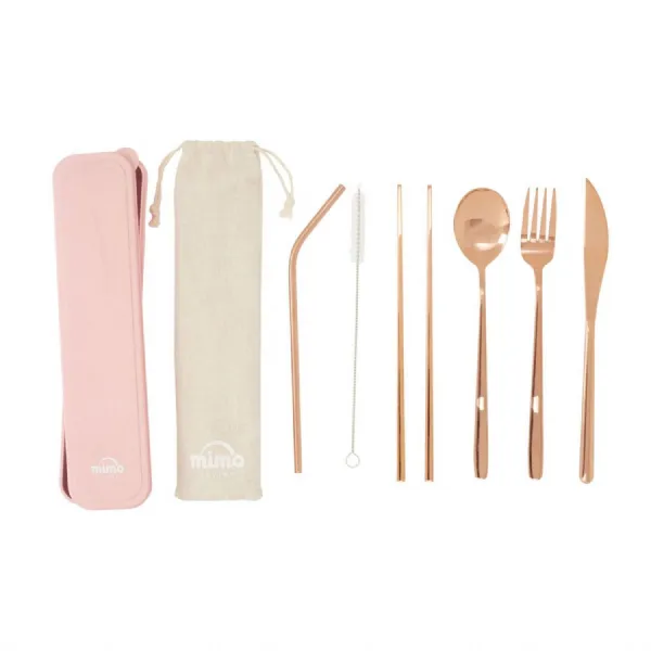Mimo Portable 6PCS Rose Gold Cutlery Set with Box