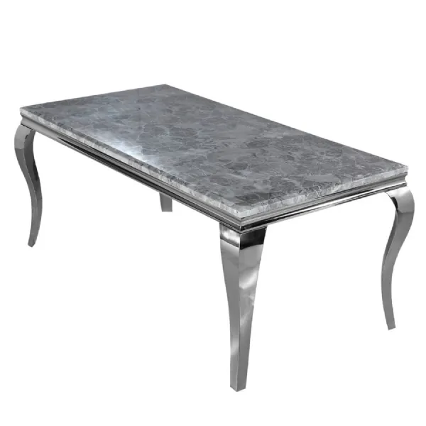 Louis Chrome Dining Table 1 m Light Grey Marble