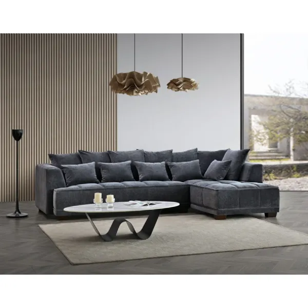 Aluxo Gramercy Group in Steel Velvet 3 Seater