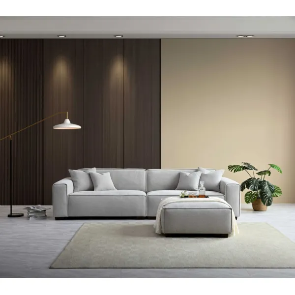 Modern Style Beige Boucle Fabric Upholstered 3 Seater Sofa