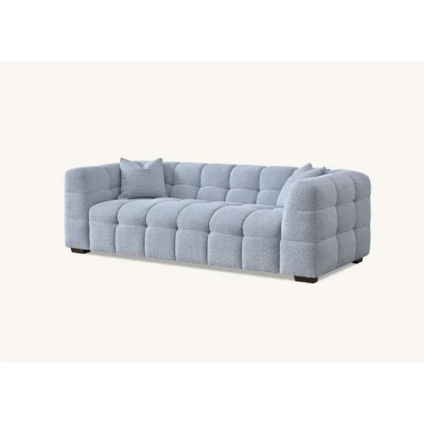 Modern Style Light Grey Boucle Fabric Upholstered 3 Seater Sofa