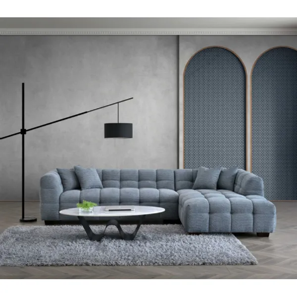 Modern Grey Boucle Fabric Right Hand Corner Group Sofa