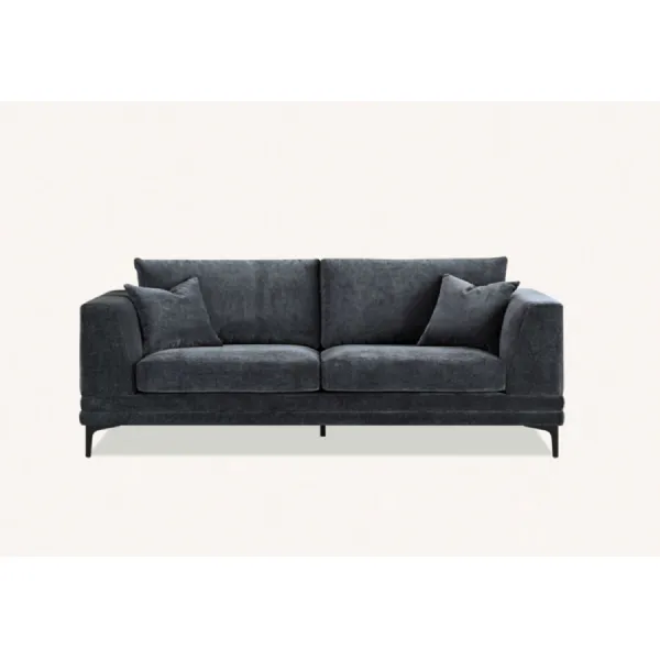 Modern Style Dark Grey Velvet Upholstered 3 Seater Sofa