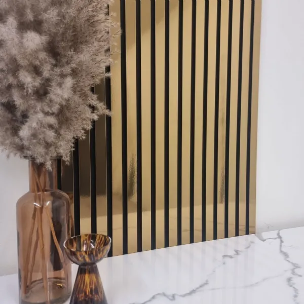 Gold Acoustic Wood 240cm x 60cm Slatted Wall Panels Set of 4