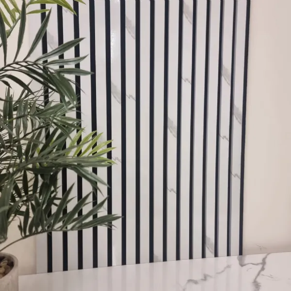 White Marble Effect 240cm x 60cm Slatted Wall Panels Set of 4