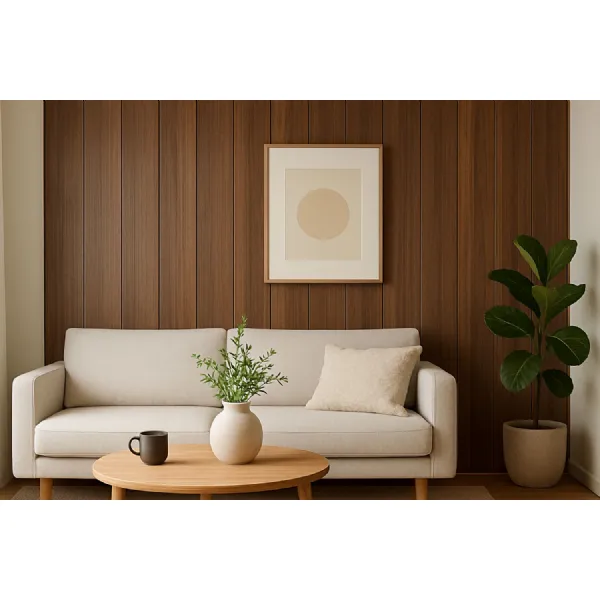 Set of 5 Walnut WPC Wood Effect Flat Decorative Wall Panels