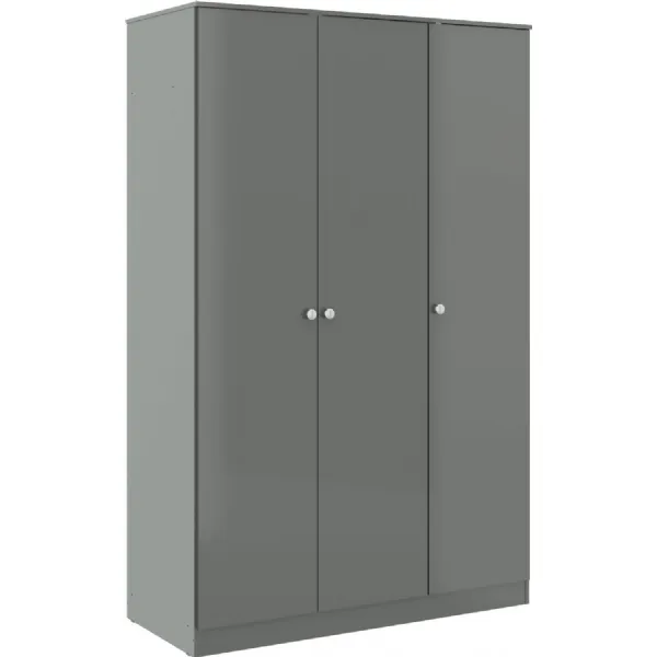 Denver 3 Door Wardrobe Grey Gloss