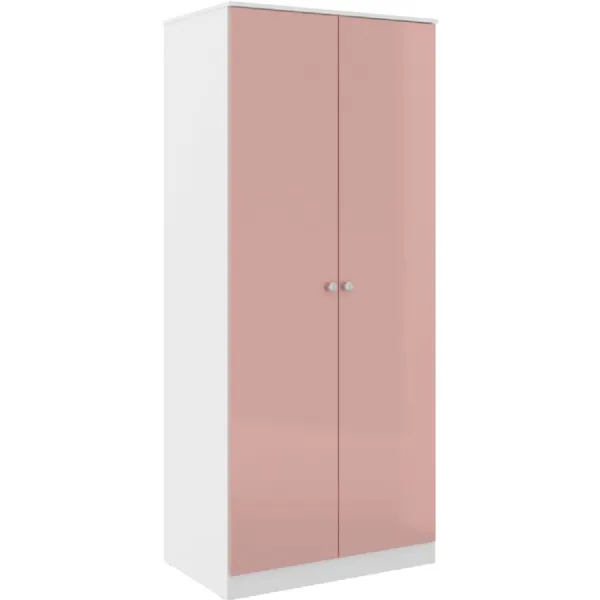 Denver 2 Door Wardrobe White Pink Gloss