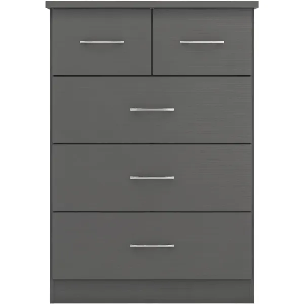 Nevada 3+2 Drawer Chest 3D Effect Grey
