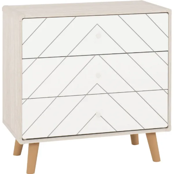 Dixie 3 Drawer Chest Dusty Grey White
