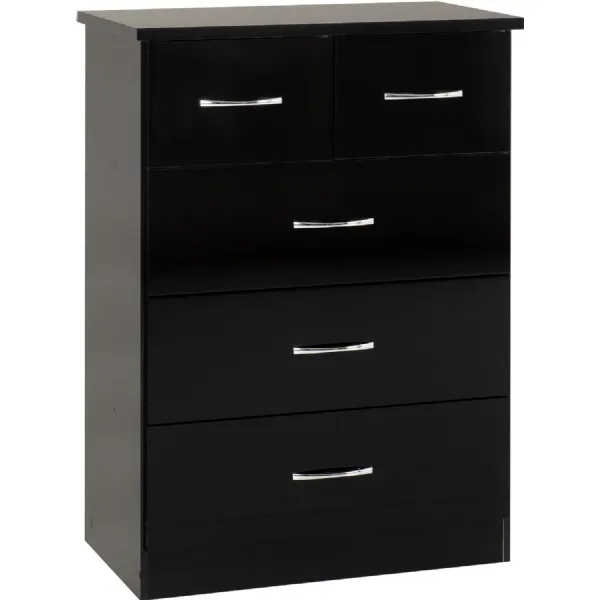 Nevada 3+2 Drawer Chest Black Gloss