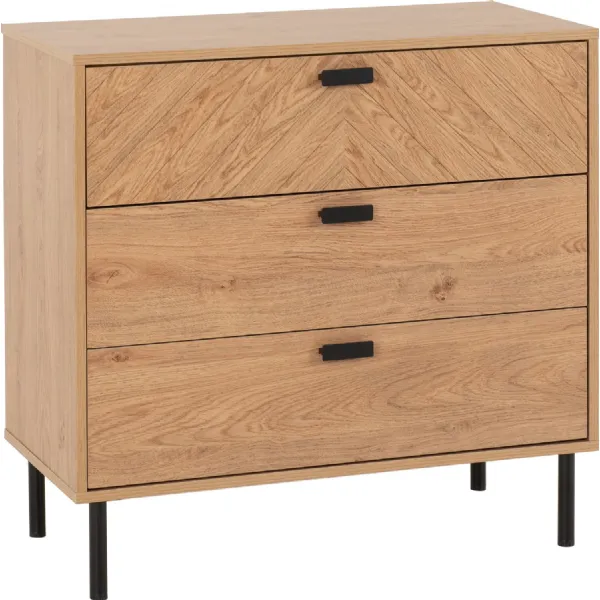 Leon 3 Drawer Chest Medium Oak Effect