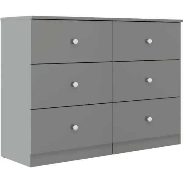 Denver 6 Drawer Chest Grey Gloss