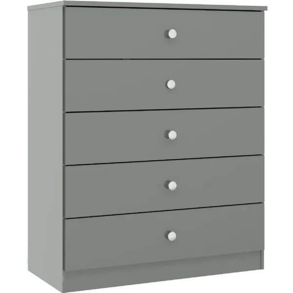 Denver 5 Drawer Chest Grey Gloss