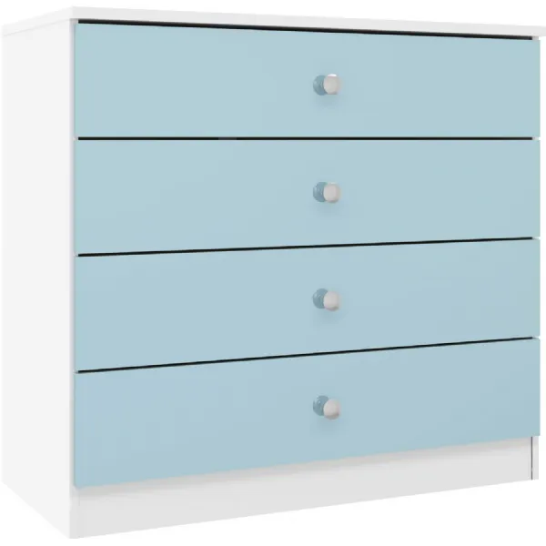 Denver 4 Drawer Chest White Blue Gloss