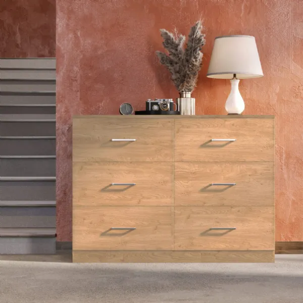 Dakota 6 Drawer Chest Oak Effect