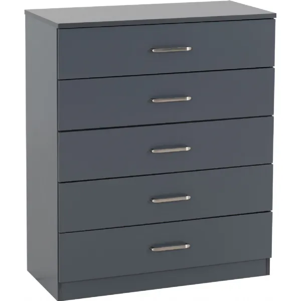 Dakota 5 Drawer Chest Dark Grey