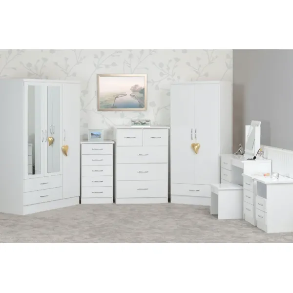 Nevada 3 Drawer Bedside White Gloss