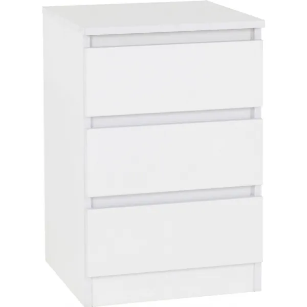 Malvern 3 Drawer Bedside (PAIR) White