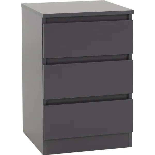 Malvern 3 Drawer Bedside (PAIR) Grey