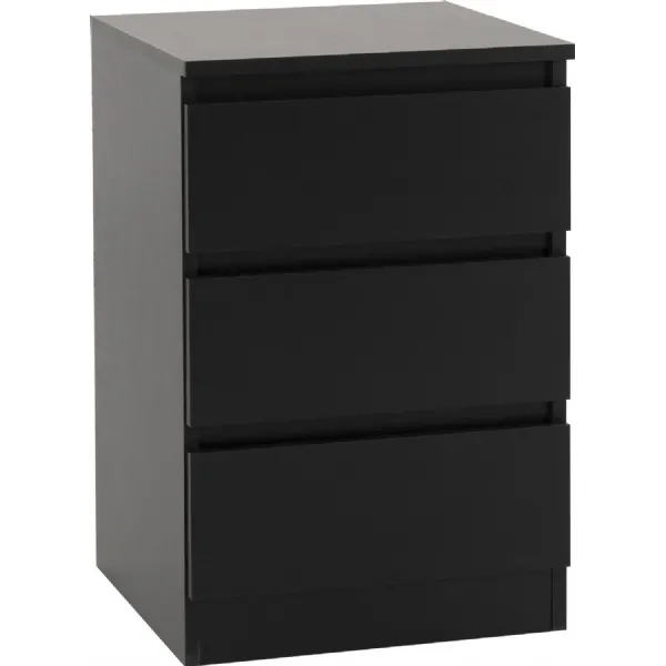 Malvern 3 Drawer Bedside (PAIR) Black