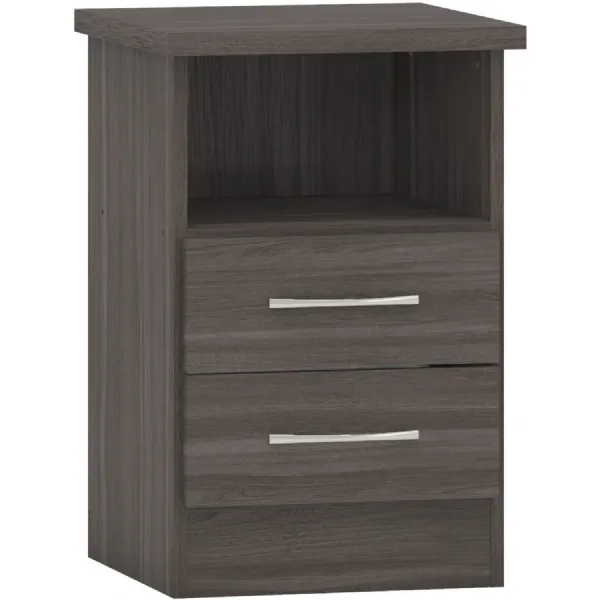 Nevada 2 Drawer Bedside Black Wood Grain