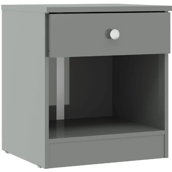 Denver 1 Drawer Bedside Grey Gloss