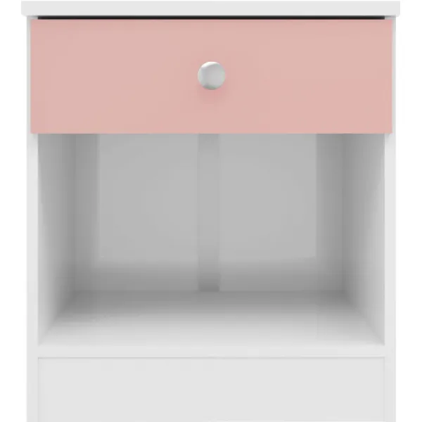 Denver 1 Drawer Bedside White Pink Gloss