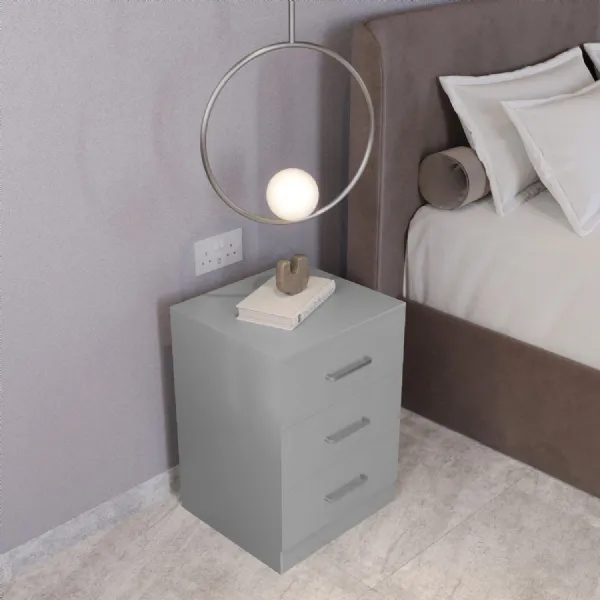 Dakota 3 Drawer Bedside Light Grey
