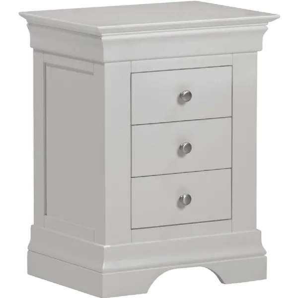 Bordeaux 3 Drawer Bedside Pebble Grey
