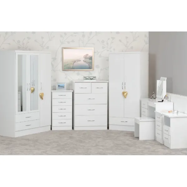 Nevada 4 Drawer Dressing Table Set White Gloss