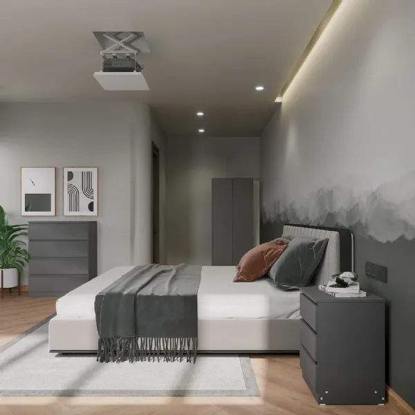 Grey Wood 2 Door Double Wardrobe Bedroom Set