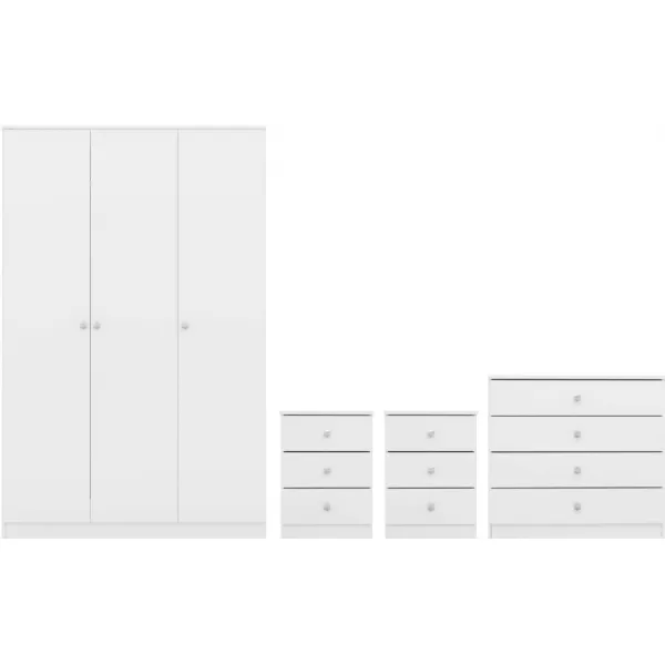 Denver 3 Door Wardrobe Bedroom Set White Gloss