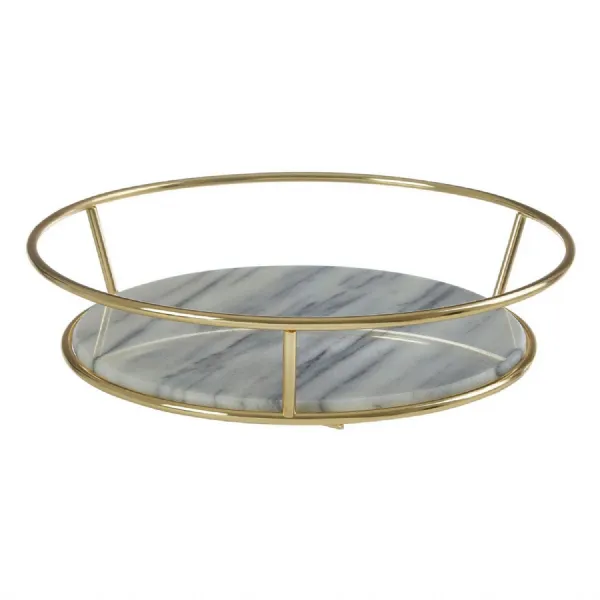 Stylish White Marble And Brass Finish Fruit Basket