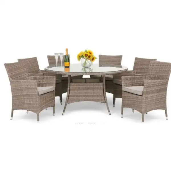 Seychelles Luxury Rattan 6 Seater Round Dining Set