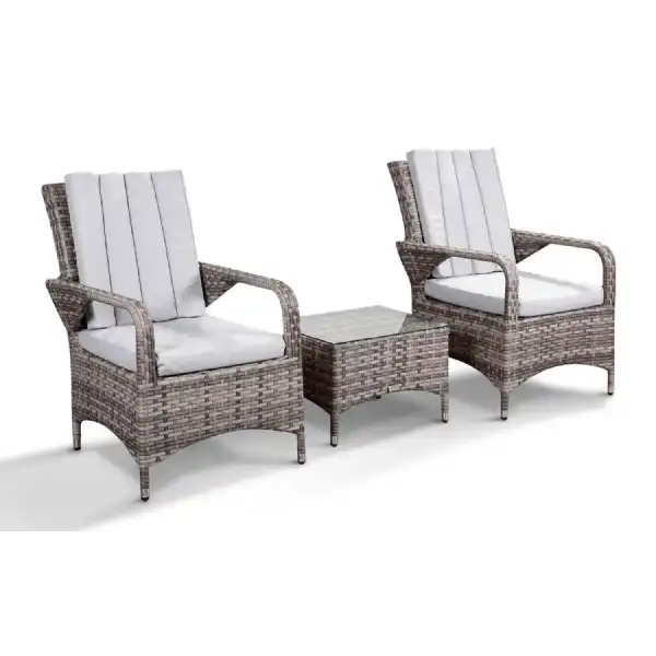 Zone Luxury Rattan Grey Bistro Set with Side Table