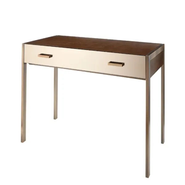 Brass Metal And Wood 2 Drawer Dressing Table Desk