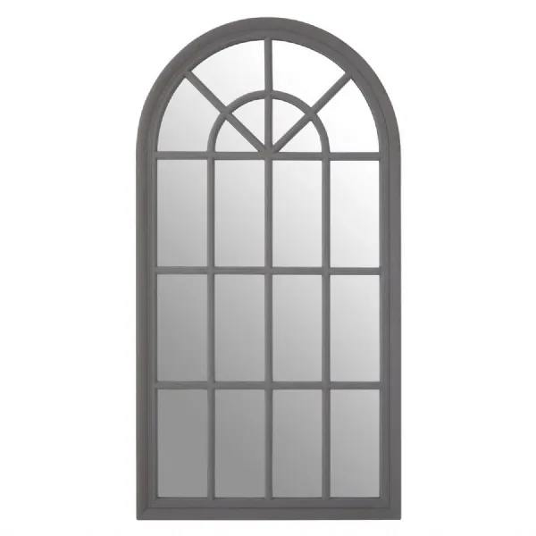 Curved And Panelled Grey Window Mirror