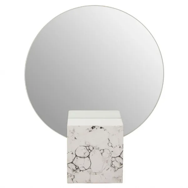 Minimal Marble Effect Base Round Table Mirror