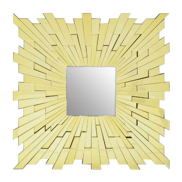 Large Segmented Square Glitzy Warm Metallic Mirror