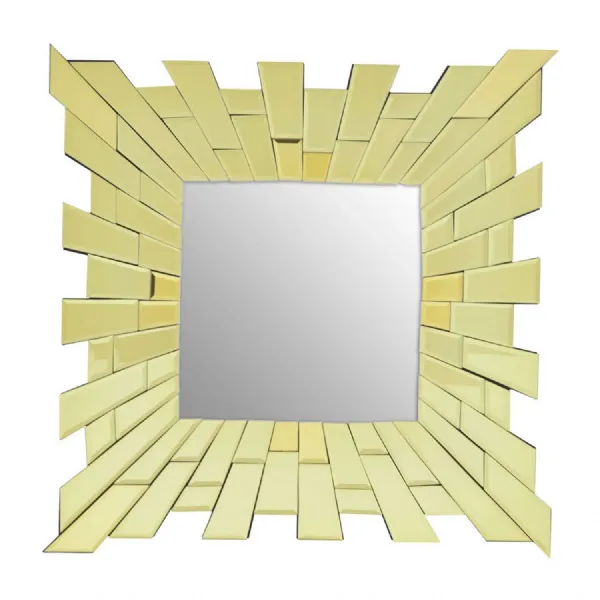 Small Segmented Square Glitzy Warm Metallic Mirror