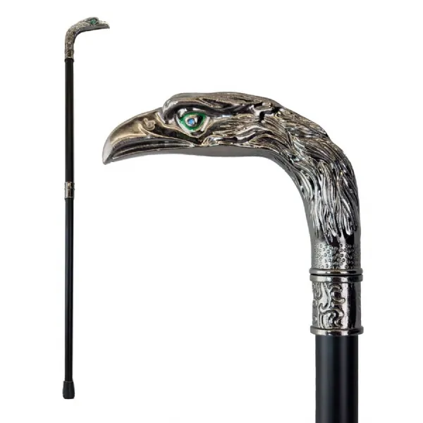 Silver Vulture Eagle Swagger Cane Walking Stick 90cm
