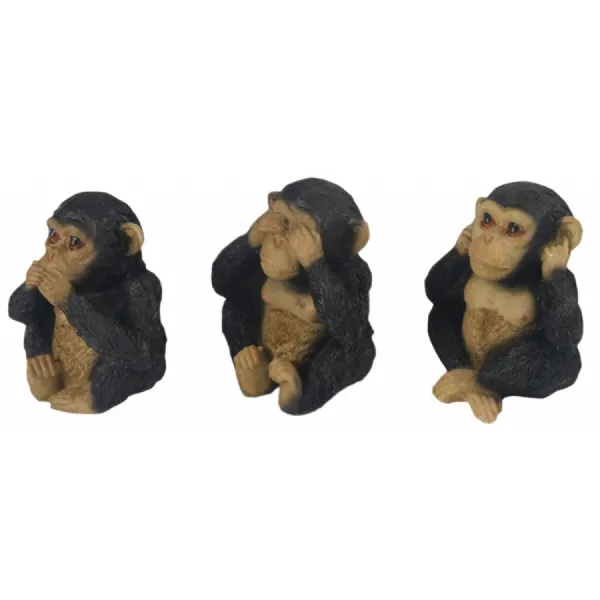 Set Of 3 Monkeys Hear Speak, & See No Evil 9cm