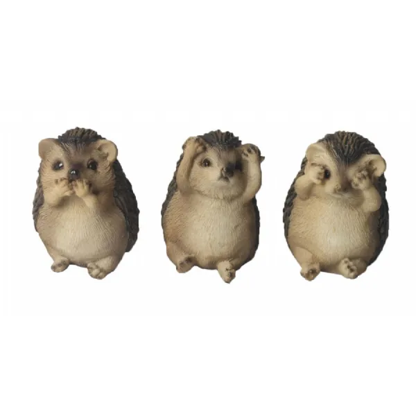 Set Of 3 Hedgehogs Hear Speak, & See No Evil 8cm