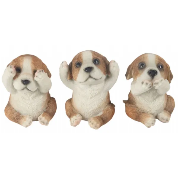 Set Of 3 Jack Russell Dogs Hear Speak, & See No Evil 8cm